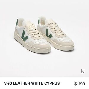 Veja V-90 Sneakers in Cream and Green